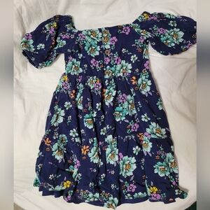 Justice Navy Flower Dress Girls 5/6 XS